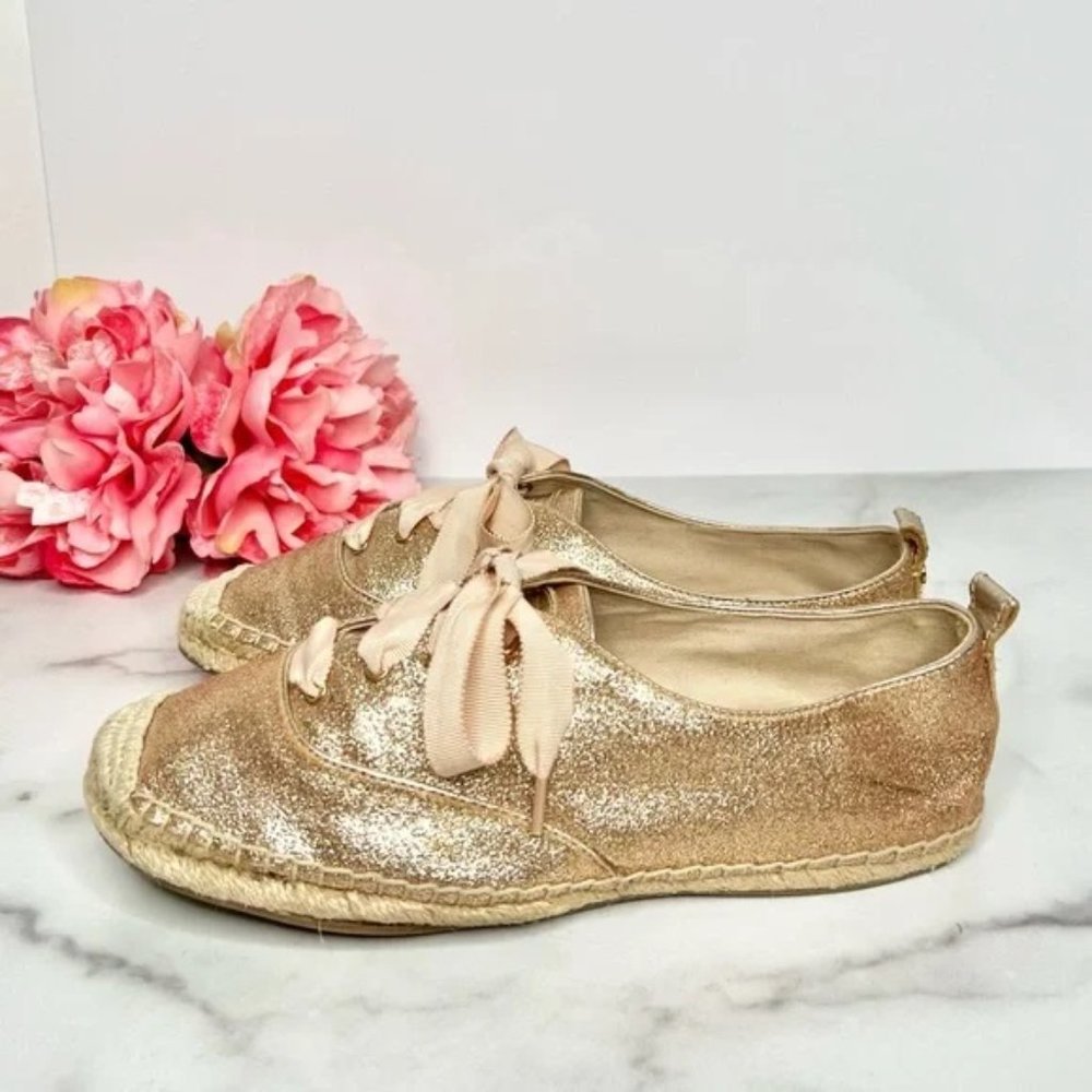 Coach Ramira Glitter Rose Gold Laceup Espadrilles 8.5 - Picture 4 of 6
